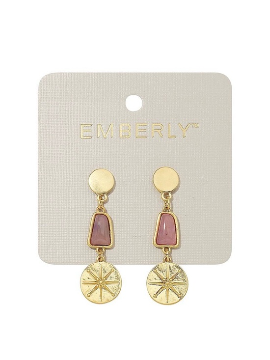 Jewelry - Gold and Pink Drop Compass Earrings